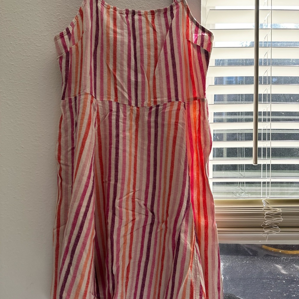 Linen summer dress Striped Pink and Purple Dress